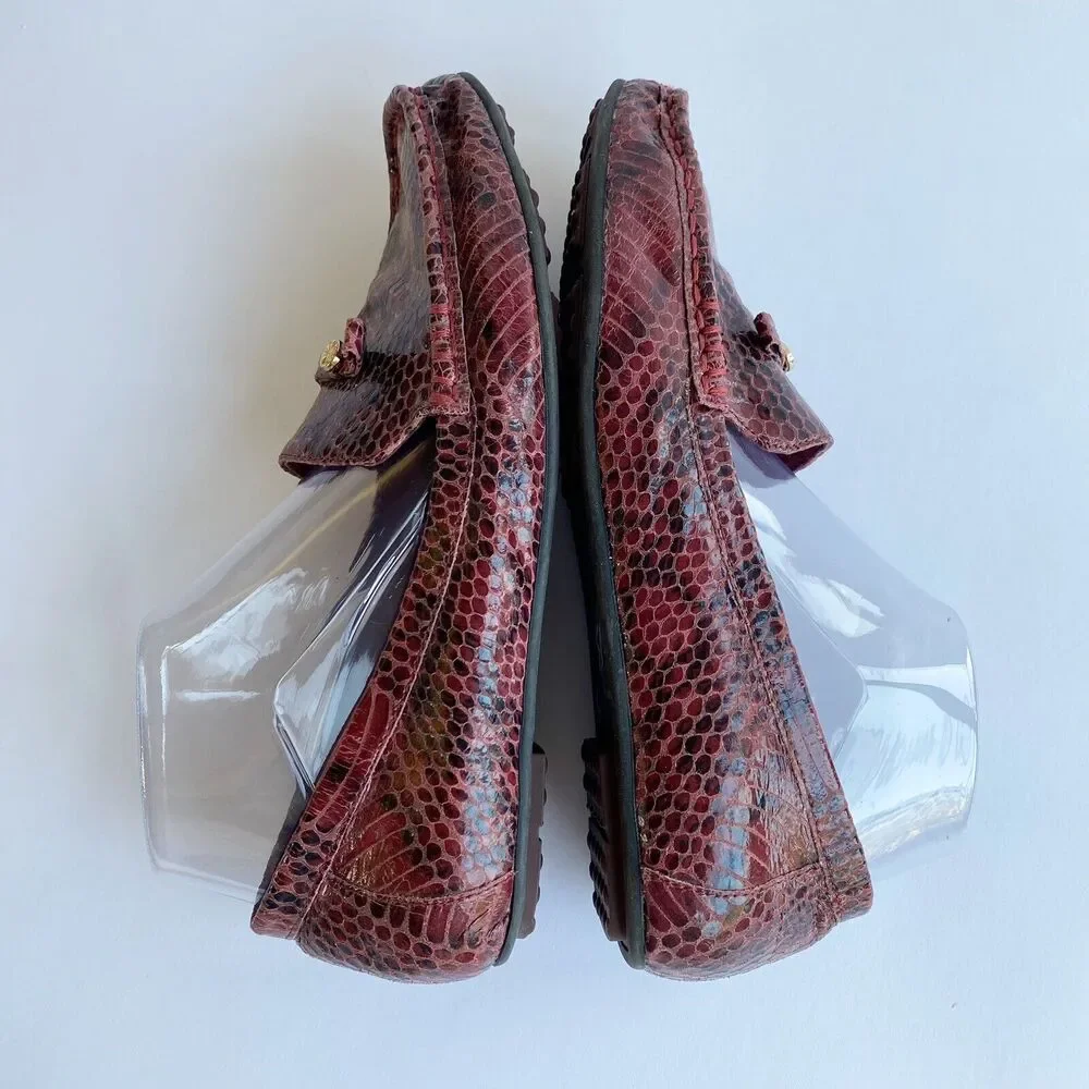 Isaac Mizrahi Women Abernathy Loafer Shoe 9.5 Purple Snake Print Leather Slip On - Picture 7 of 11